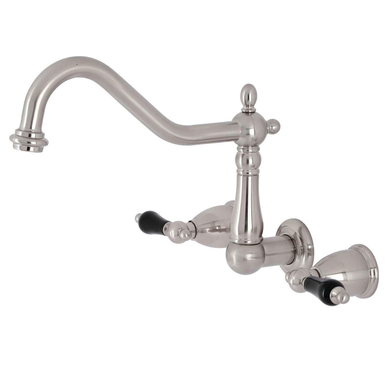 Kingston Heirloom KS1288PKL - Duchess Two-Handle 3-Hole Wall Mount Kitchen Faucet, Brushed Nickel — image 1